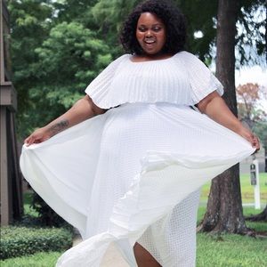 The Amina pleated white maxi dress
